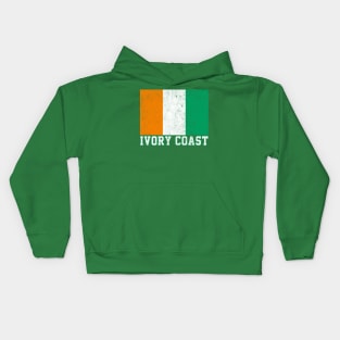 Ivory Coast / Faded Vintage Style Flag Design Kids Hoodie